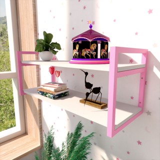 Prateleira colorida infantil estilo industrial Quarto de criança menina brinquedos rosa branco 60 cm em Oferta na Shopee