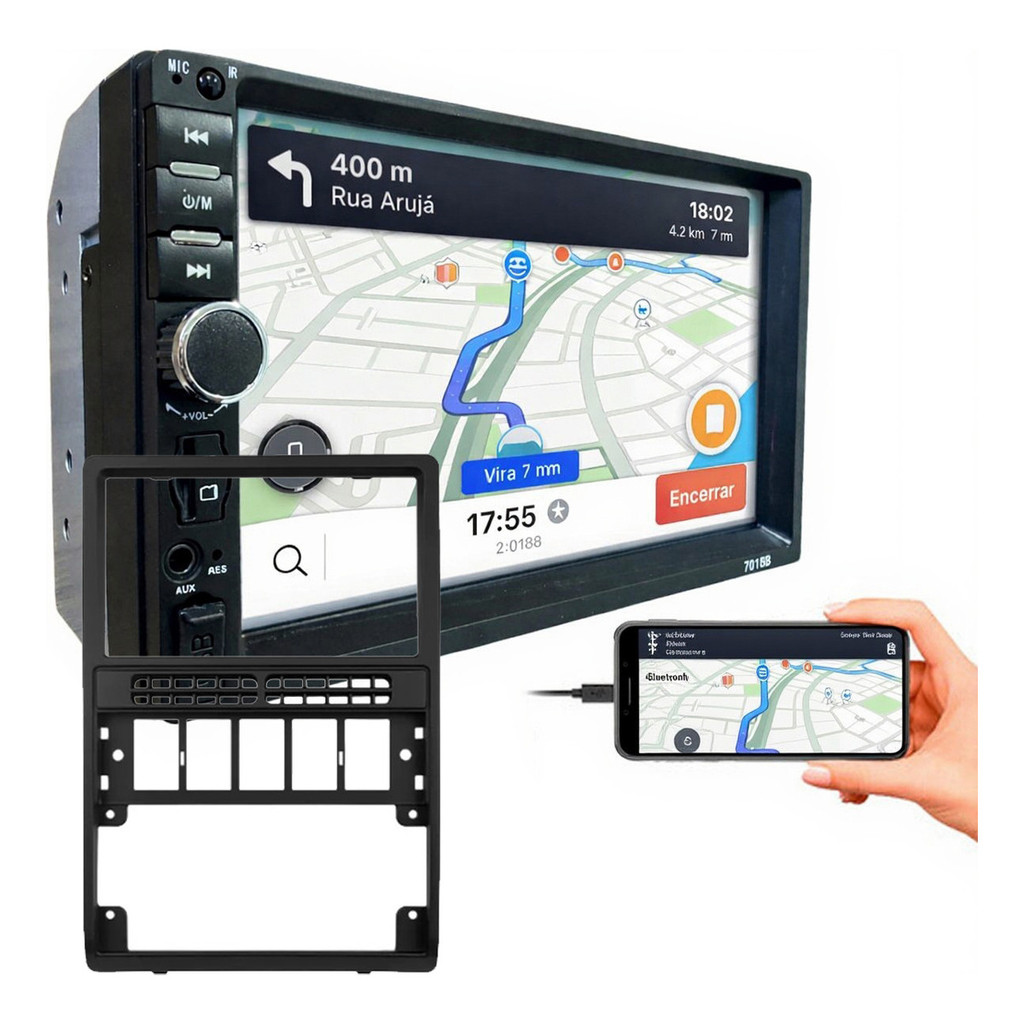 KIT CENTRAL MULTIMIDIA MP5 COM MOLDURA GOL G2 PARATI G2 SAVEIRO G2 1994 A 2005 em Oferta na Shopee