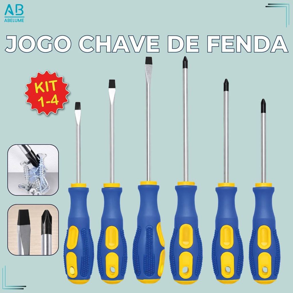 Kit Jogo de Chave de Fenda Diversos formatos Alta Durabilidade de Aço com Cabo Resistente