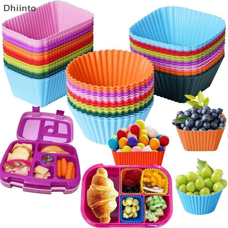 [Dhiint] 3/4 Pcs Divisores De Lancheira De Silicone Para Crianças Divisórias De Comida Escolar Bento Box Forros De Cupca