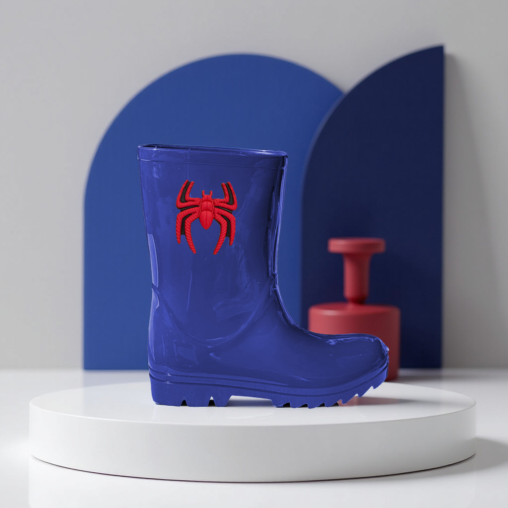 Galocha Botinha de Chuva De Borracha Infantil Masculino Kids Personagem Aranha Vermelha Confortável