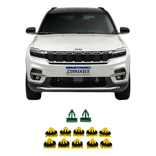 Kit 12 Presilha Moldura Paralama Jeep Commander 2022-2025