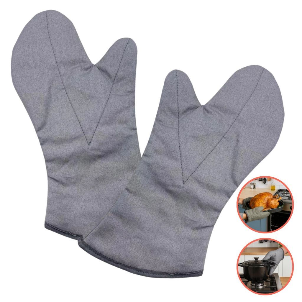 Kit Par Luca Térmica Culinária Forrada Cano Curto Suporta Alta Temperatura 250º Churrasco Multiuso Forno Fogão
