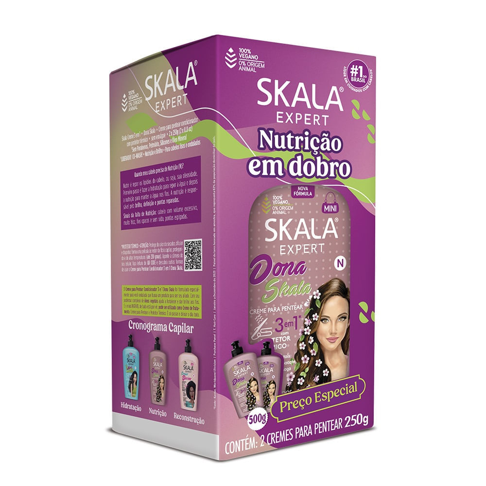 Kit Creme de Pentear Dona Skala Expert 2 Unidades 250g cada em Oferta na Shopee