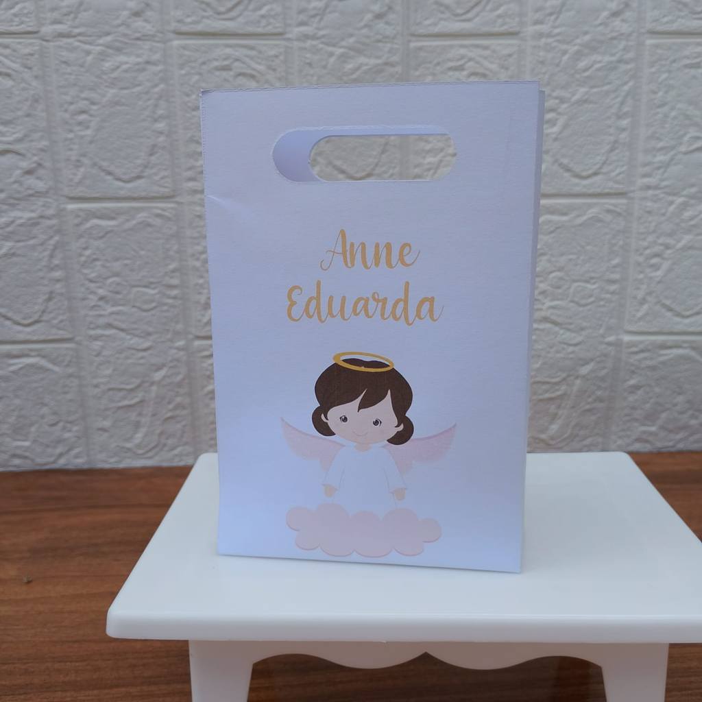 PEGUE E MONTE FESTA ANIVERSARIO  Lembrancinha Sacolinha PP Personalizada Boca de Palhaço BATISMO BATIZADO ANJINHA