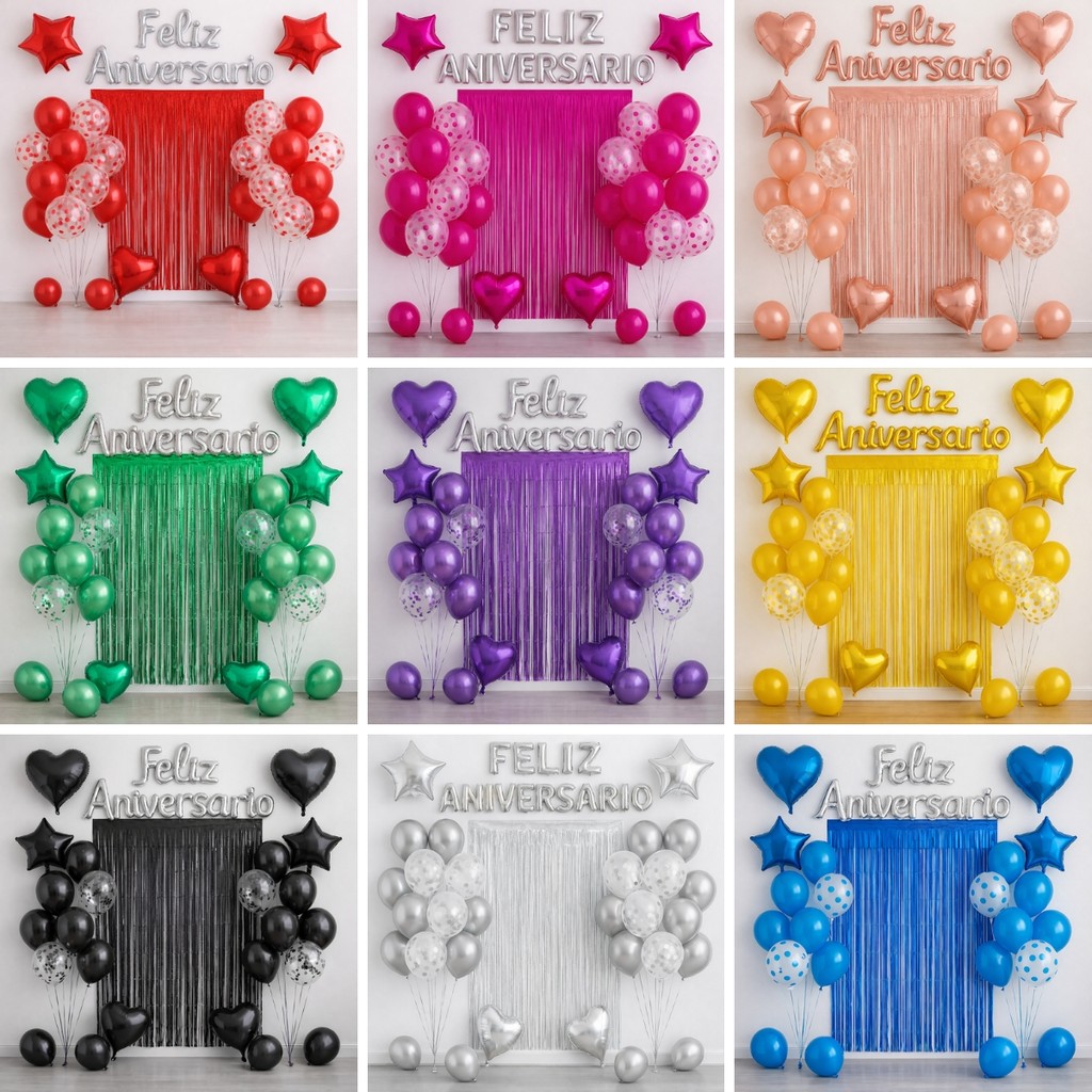 Kit Balão Metalizado Cortina Bexiga Feliz Aniversário Decoração de Festa Completa em Oferta na Shopee