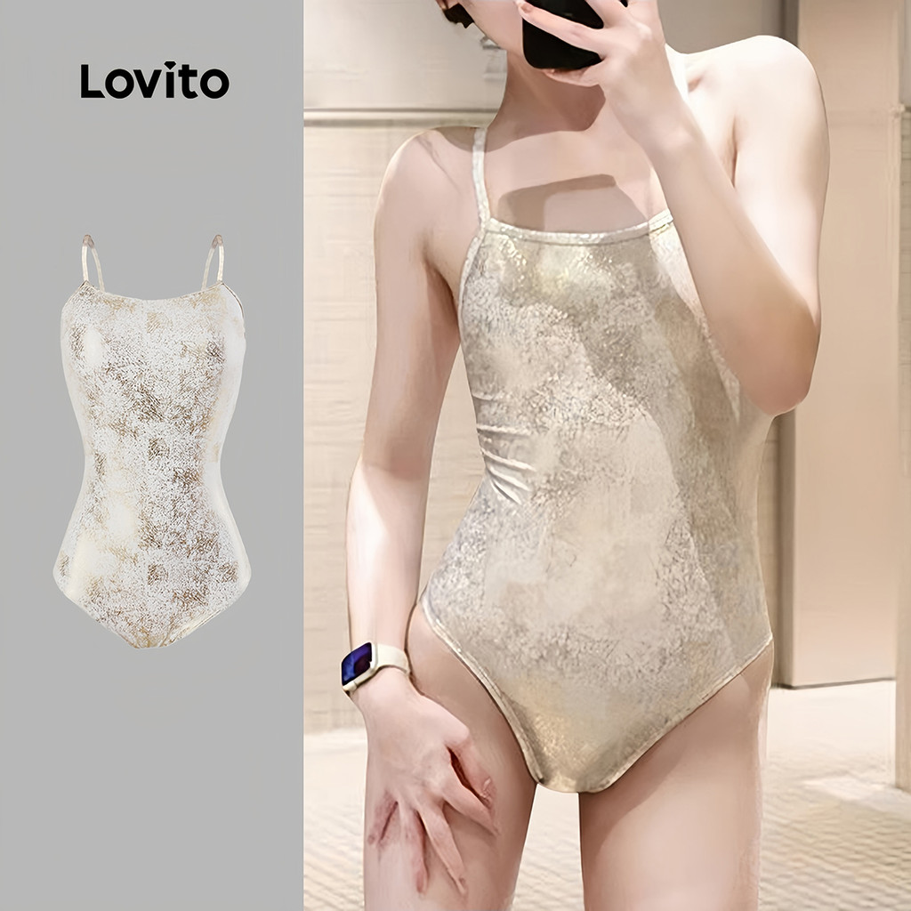 Lovito  Maiô de Uma Peça Exquisita Primavera/verão Amarelo Maiô de Uma Peça para Mulheres. LNE134052 em Oferta na Shopee