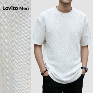 Lovito Men  Casual Tshirt Jacquard Primavera/verão Branca para Homens LNE131125 em Oferta na Shopee
