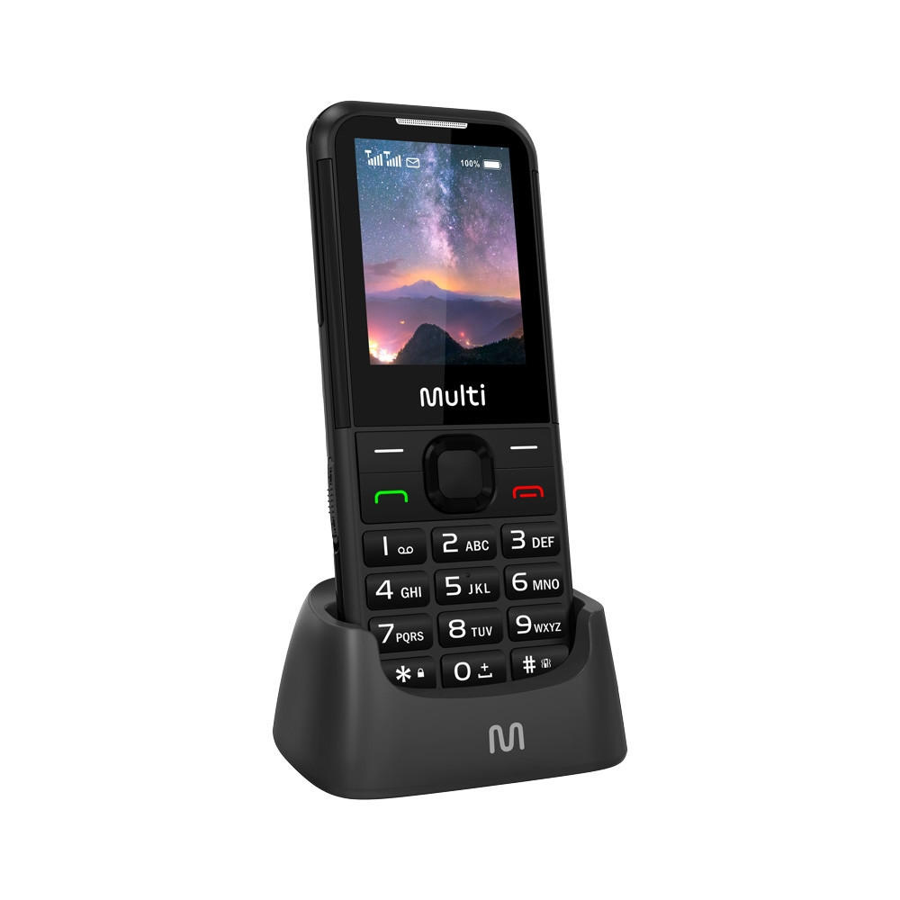 Celular Multi Vita 4G C/ Base Carregadora Dual Chip, Botão SOS, Câmera Preto – P9225