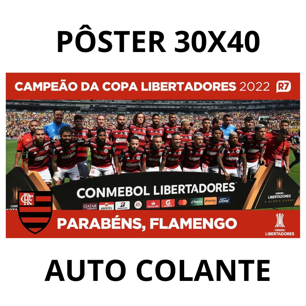 Pôster Flamengo Campeão Libertadores 2022 Grande 30x40CM Adesivado