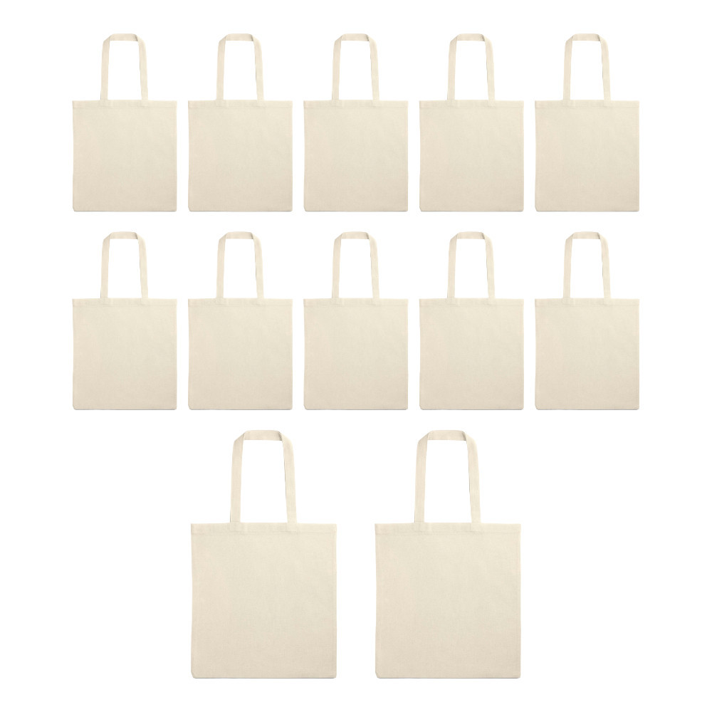 Kit 12 Ecobag Bolsa Sacola Lisa Sustentável Sacola de Algodão cru  Ecológica