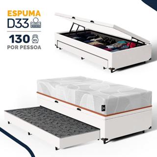 Box Baú com Colchão Ortopédico de Espuma D33 a Vácuo Sonno Full + Auxiliar de Espuma Solteiro em Oferta na Shopee
