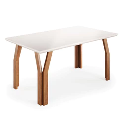 Mesa de Jantar 154cm com Tampo e Vidro Madetal