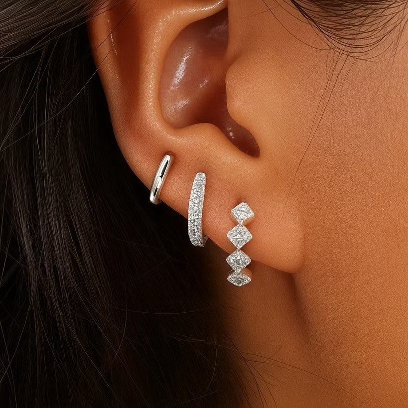 KIT 3 PARES Prata 925 de Brincos lua e estrela Flores corações Cravejada Zircônia com Garantia Banhada em Ouro 18k em Oferta na Shopee