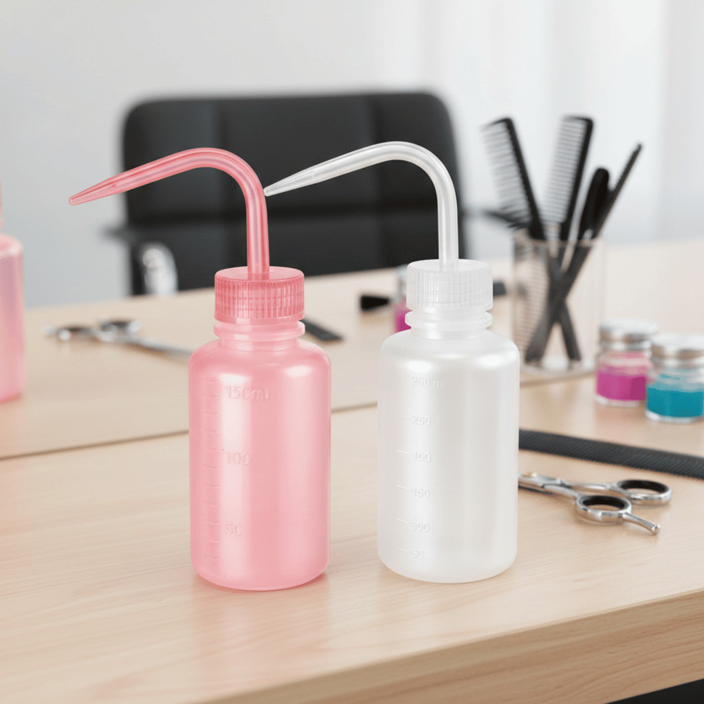Kit 2/3 Aplicador Tinta 150ml com Bico Branco e Rosa- Zein / Frasco Plástico Salão Pintura Cabelo