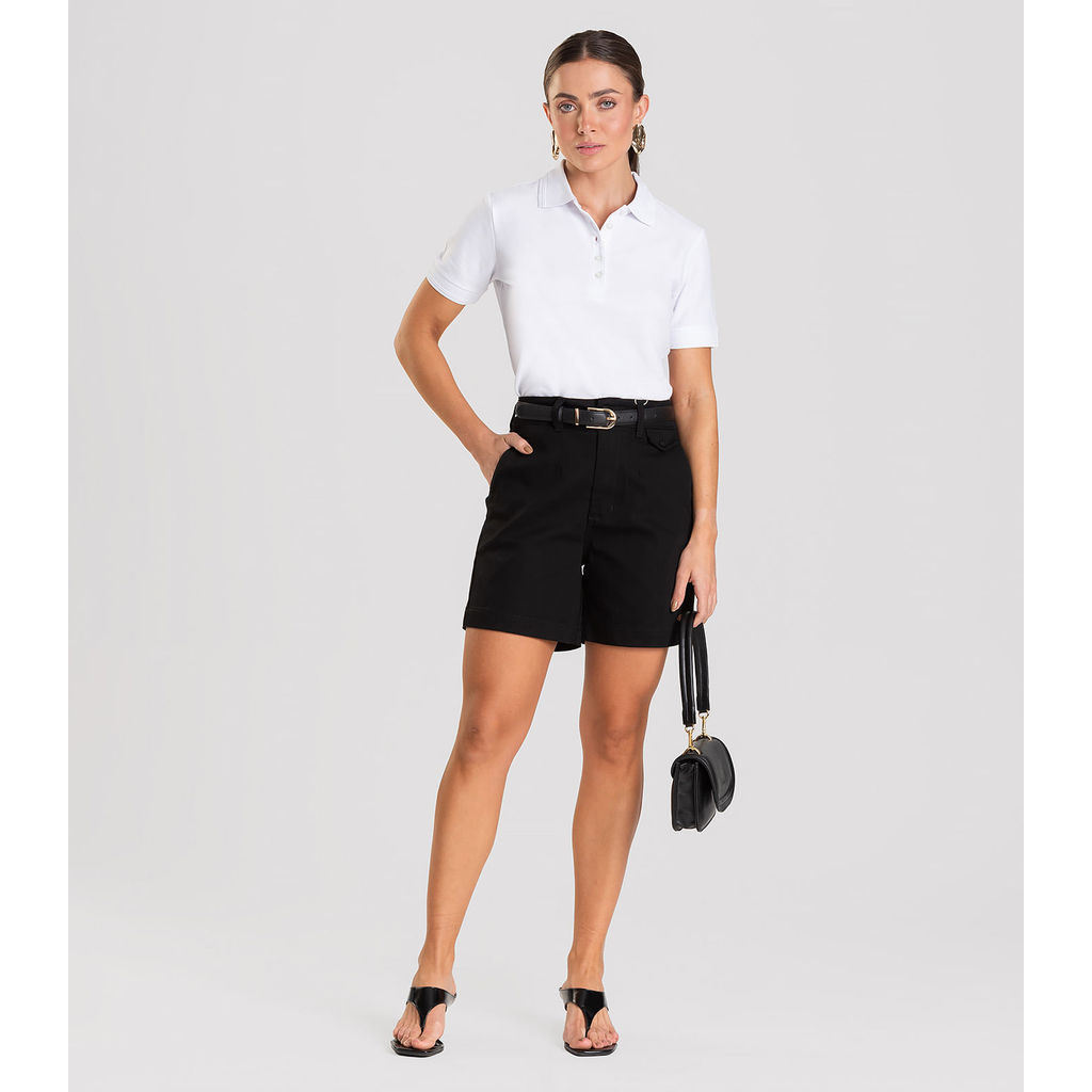 Polo Feminina Piquet Básica Dianna Branco em Oferta na Shopee