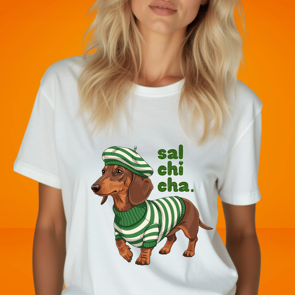 Tshirt Feminina Pet Salsicha Dog Estampa Delicada Look Blogueira Camiseta 100% Algodão Branca Preta