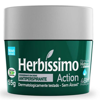 Desodorante em Creme Herbíssimo Action Antiperspirante 48h sem Álcool 55g em Oferta na Shopee