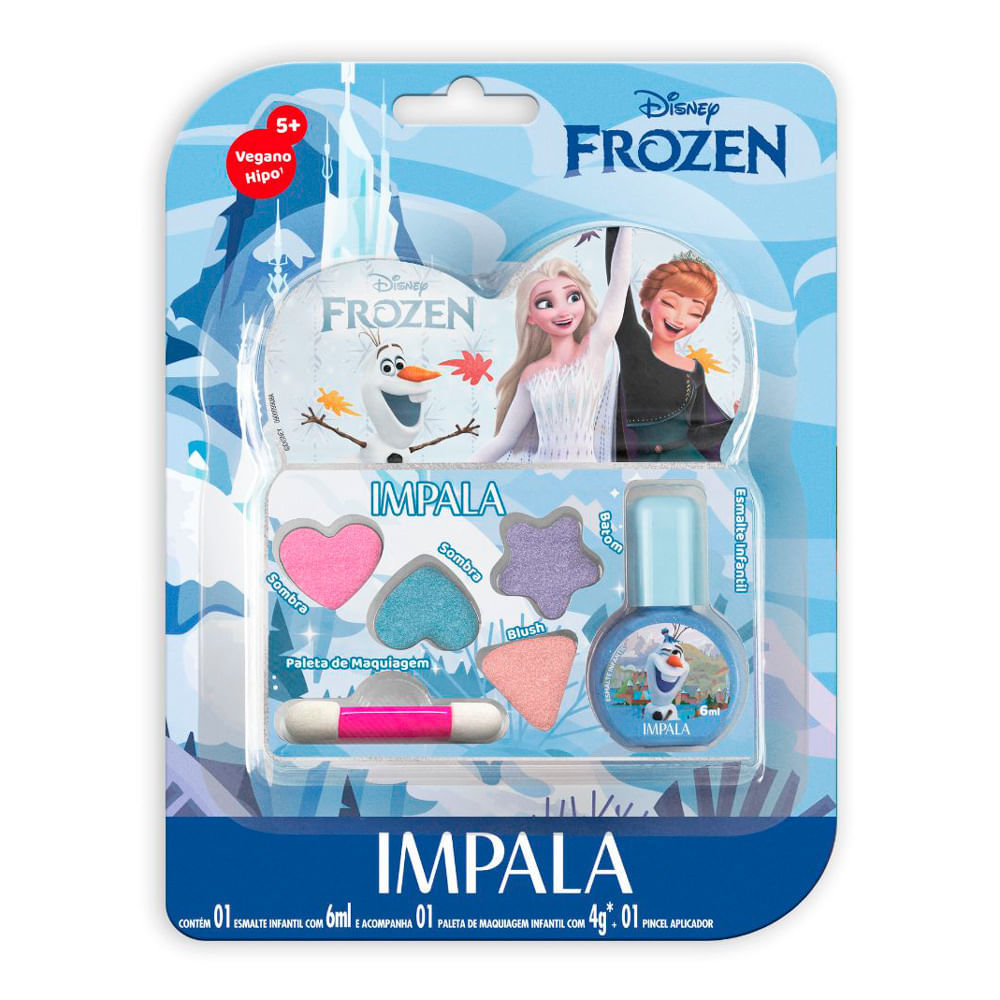 Kit Impala Disney Frozen Esmalte Infantil 6ml Paleta de Maquiagem 4g e Pincel Aplicador em Oferta na Shopee