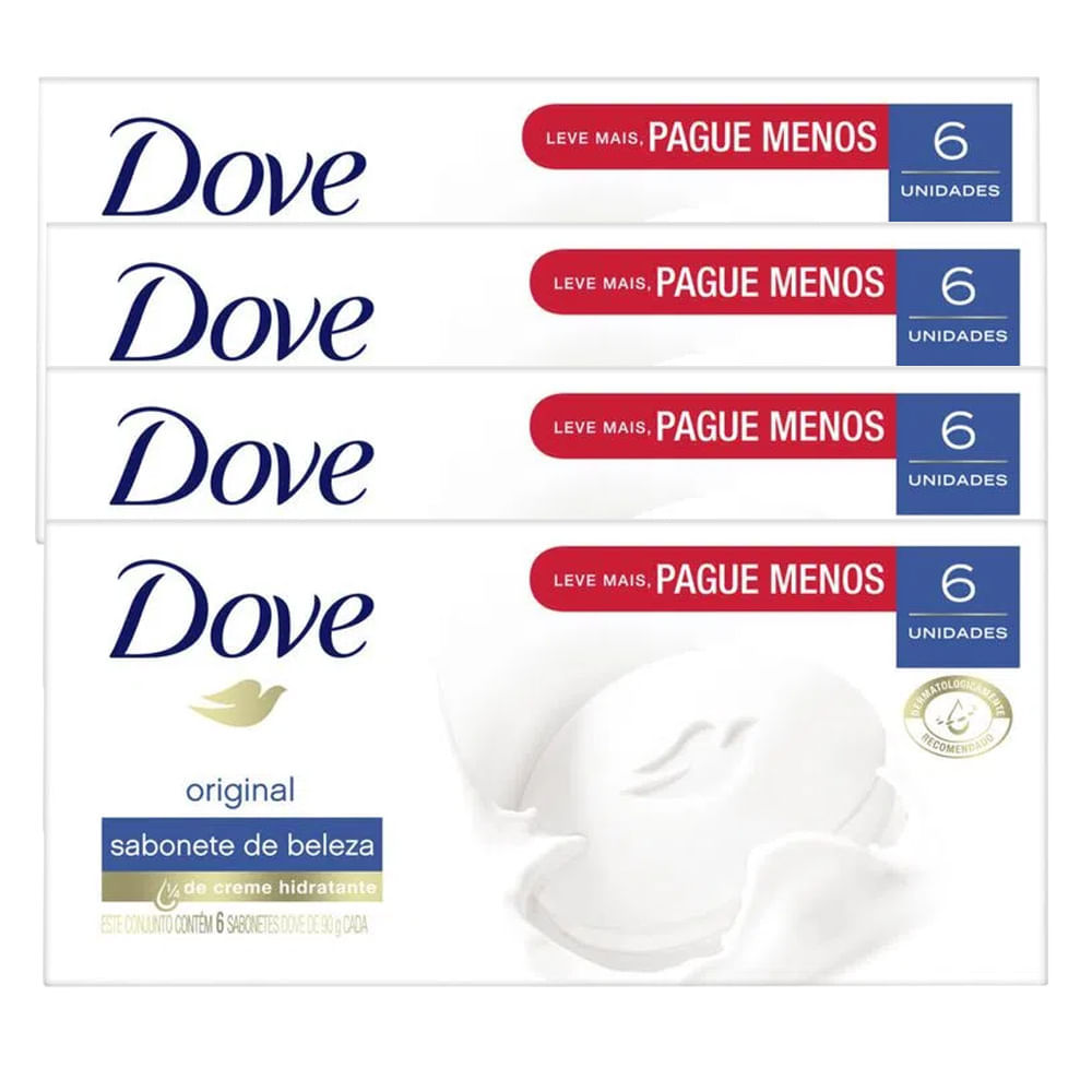 Kit 4 Sabonetes Em Barra Dove Original Branco 90g   6 Unidades em Oferta na Shopee