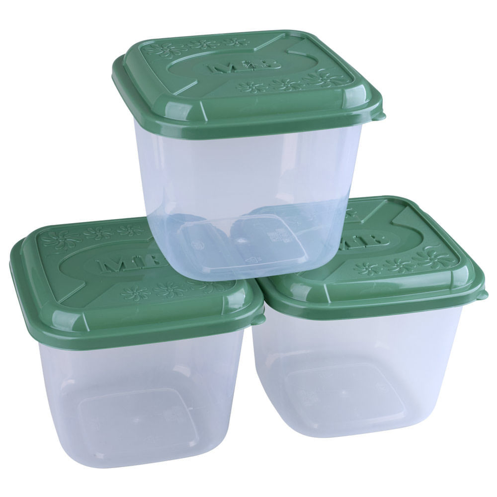 Conjunto de Potes Plásticos Mb Everyday com 3 Peças 1,3L - Item Sortido