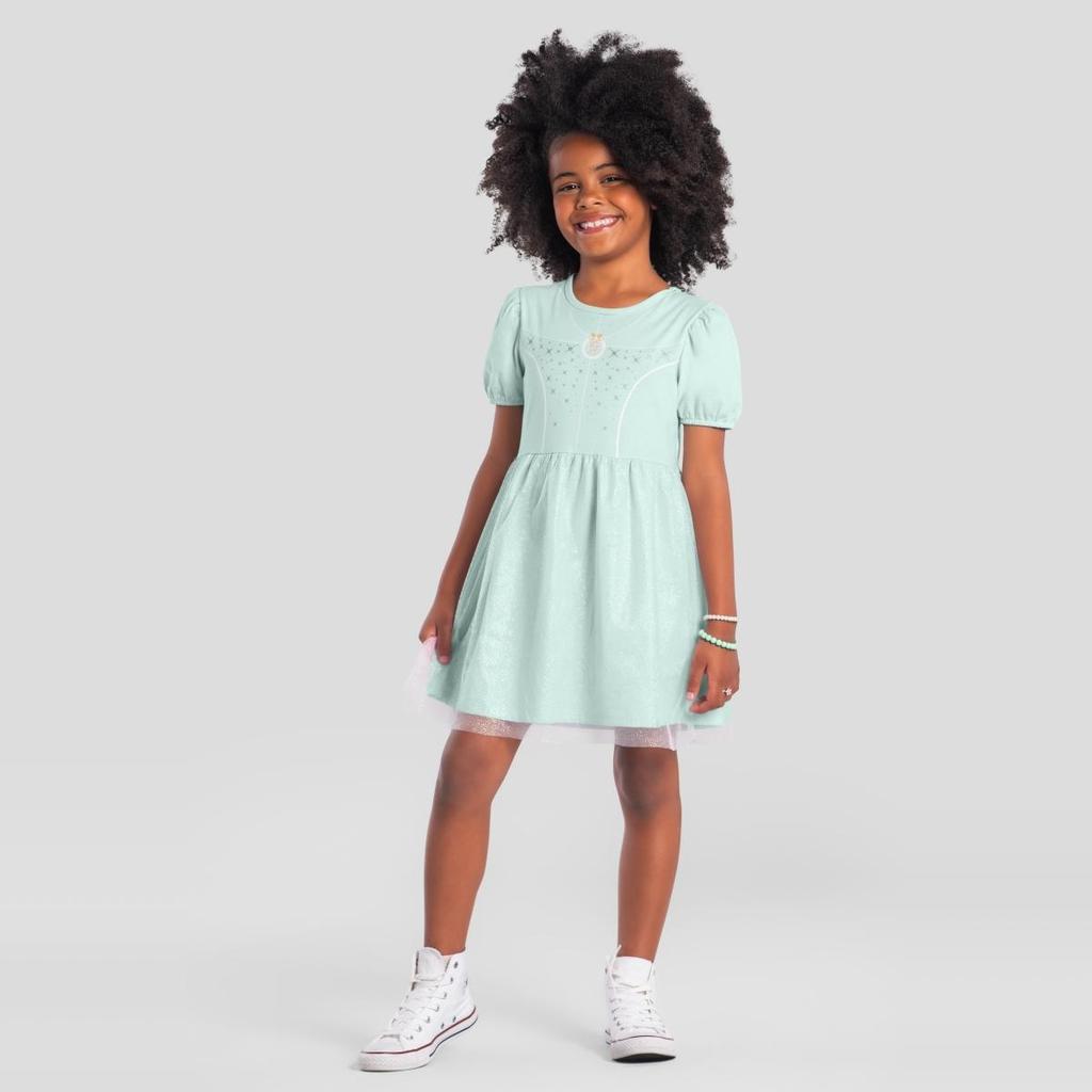 Vestido infantil menina de princesa com tule Brandili