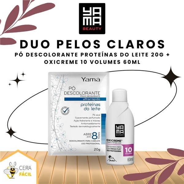 Kit Duo Pelos Claros Yamá - Pó Descolorante Proteínas do Leite 20g + Oxicreme 60ml