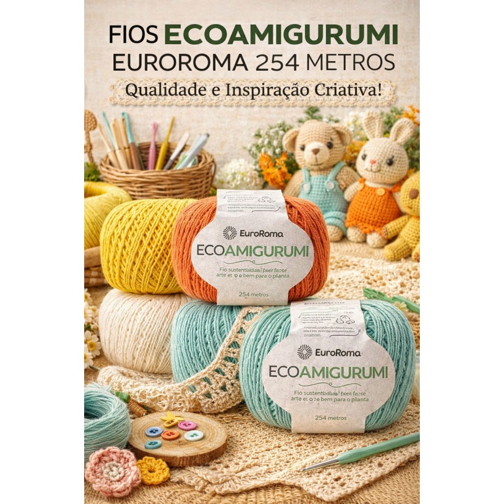 Fio EcoAmigurumi EuroRoma 160g | Sustentável para Amigurumi, Crochê e Artesanato em Oferta na Shopee