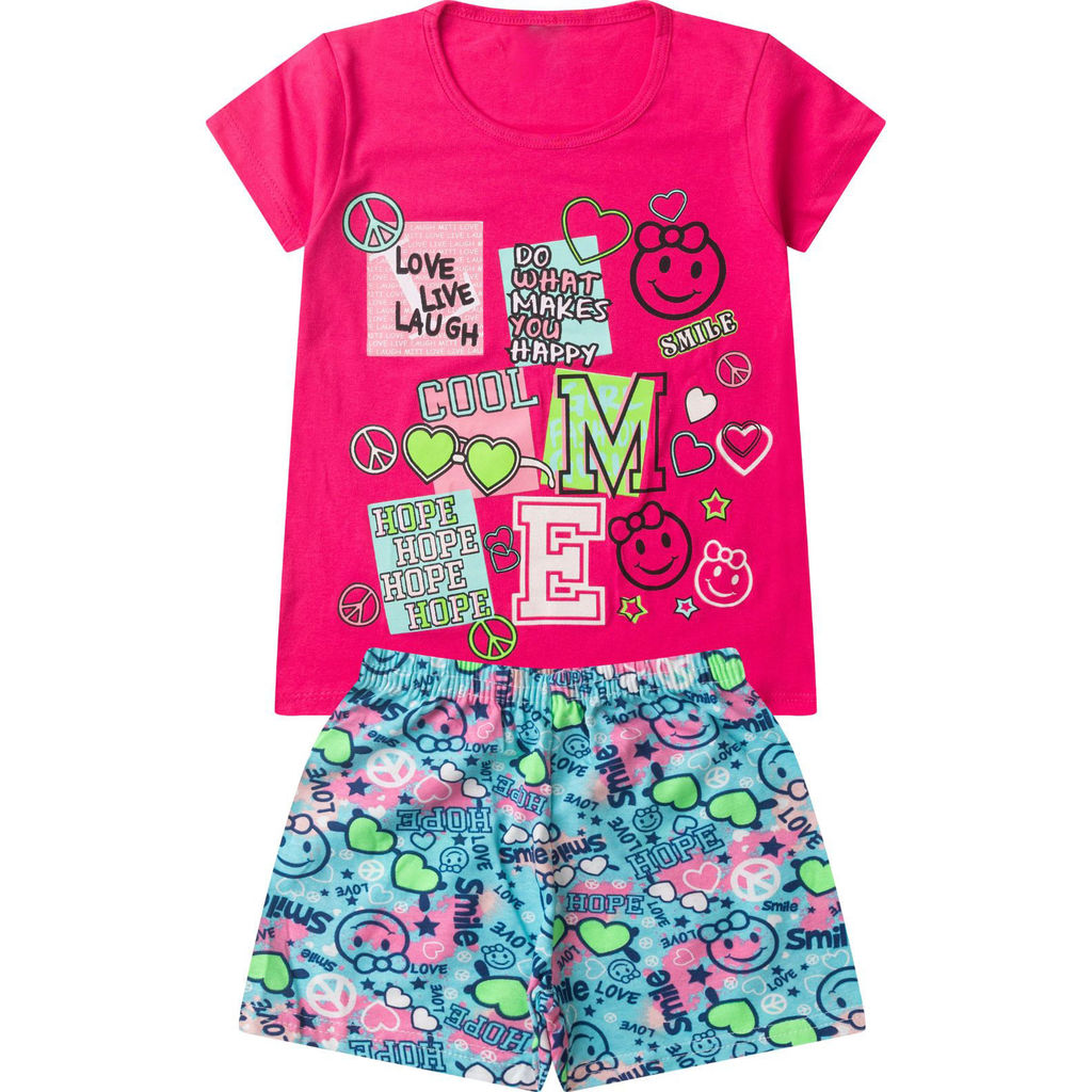 Pijama Infantil Menina Curto Algodão Select Rosa em Oferta na Shopee
