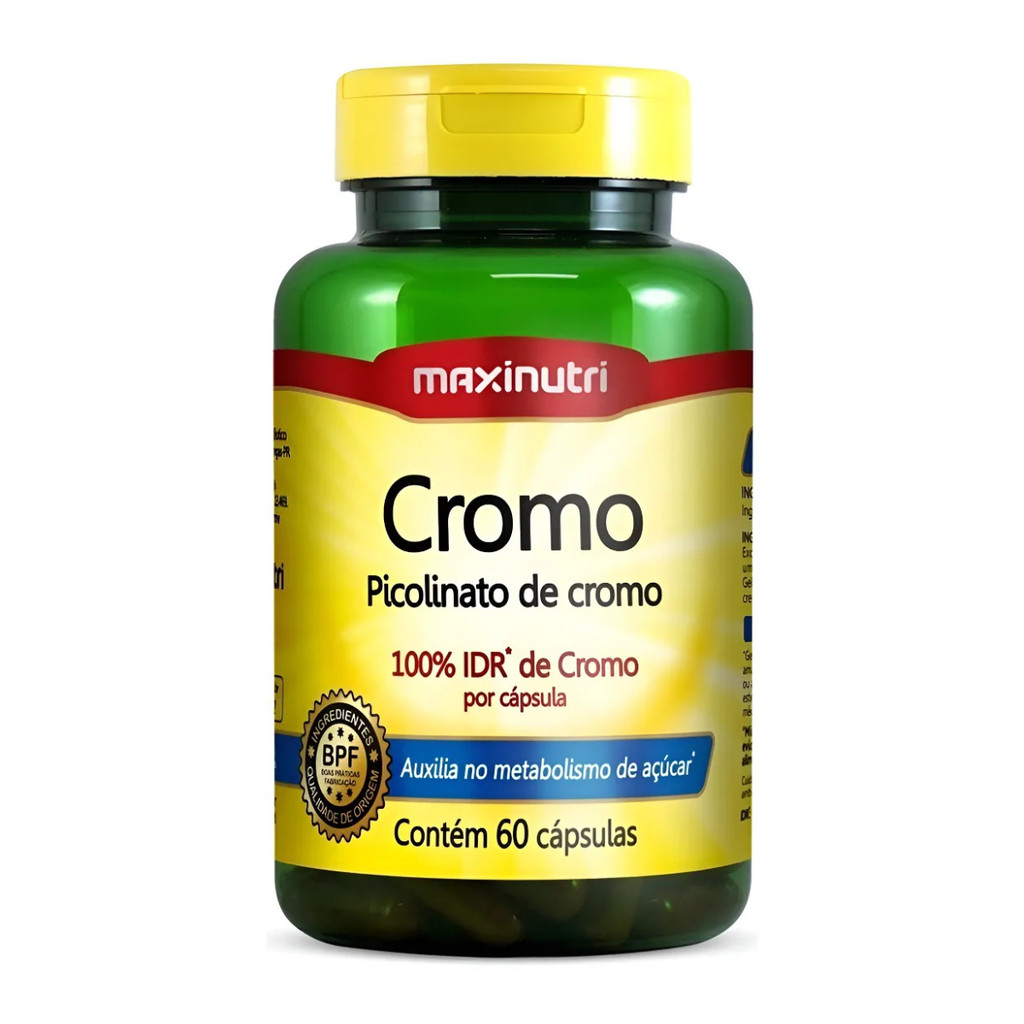 Cromo Picolinato de Cromo 100% IDR 60 Cápsulas Maxinutri em Oferta na Shopee