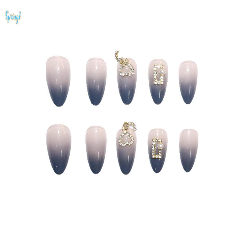 24 Pçs Flor Gradiente Azul com Diamante Usar Parágrafo Longo Moda Manicure Remendo Unhas Falsas Economizar Tempo Wearabl — R$ 10,50 em Shopee