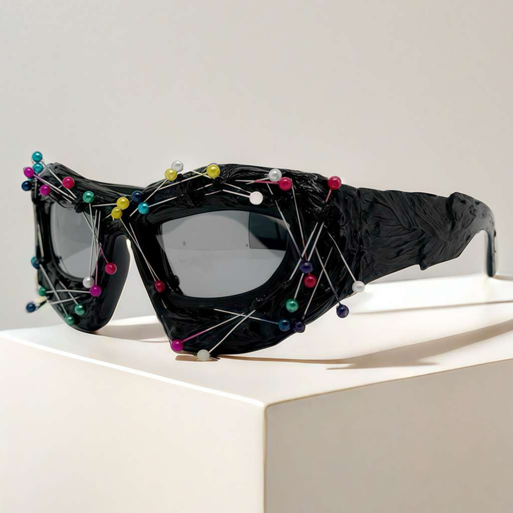 Novos óculos de sol personalizados com detalhes de contas, óculos de sol de moda europeia e americana, óculos de sol de 