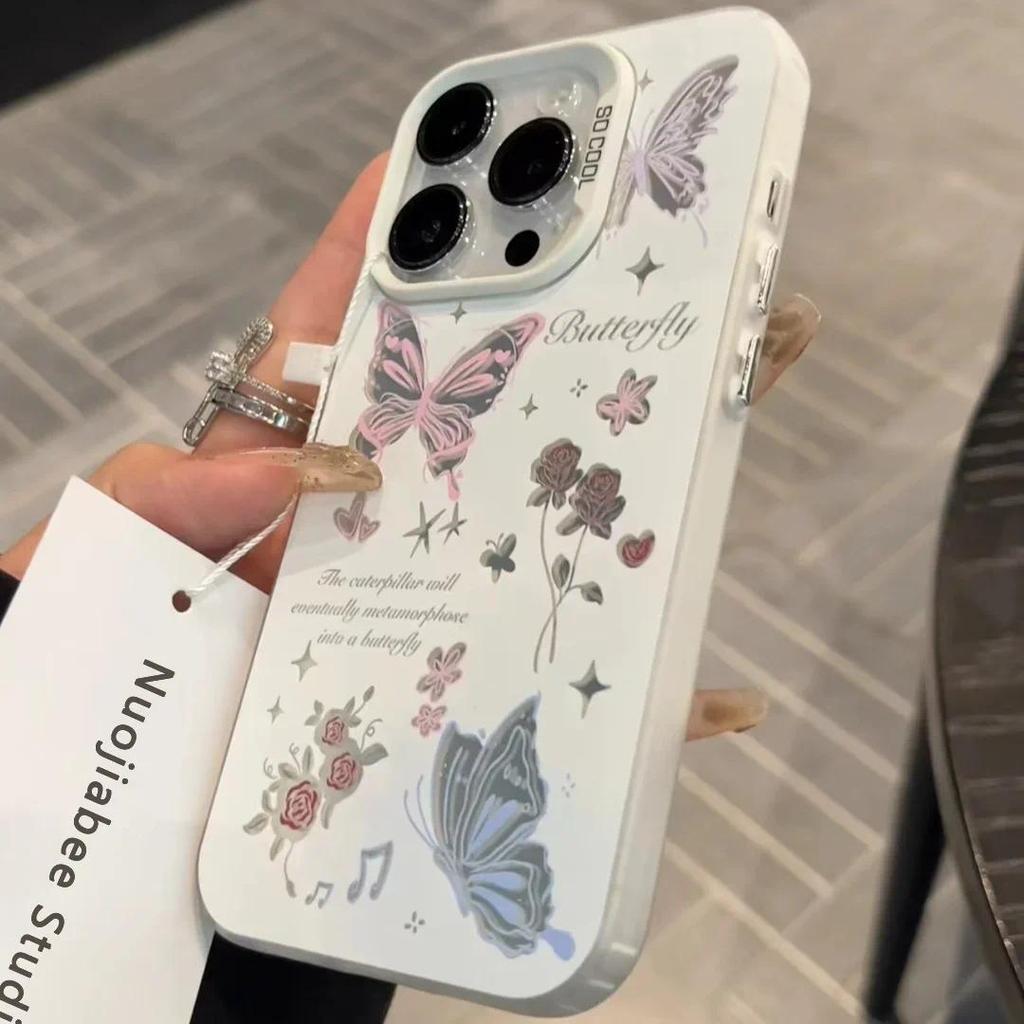 Borboletas Metálico Anti-Raios Capinha Capas Para IPhone 17 16 15 14 Plus 13 12 Pro Max Normal — imagem 2 de 2