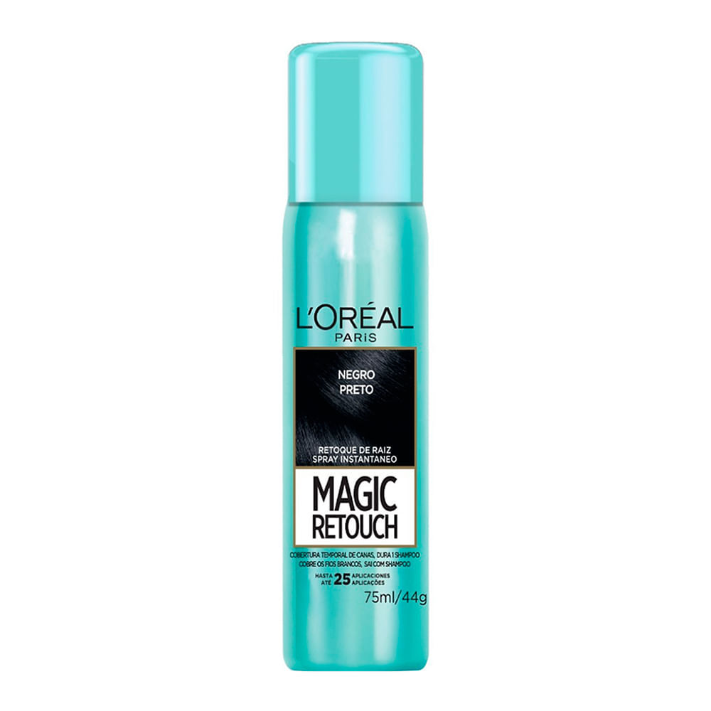 Magic Retouch L'oréal Preto Spray Instantâneo para Retoque de Raiz 75ml em Oferta na Shopee