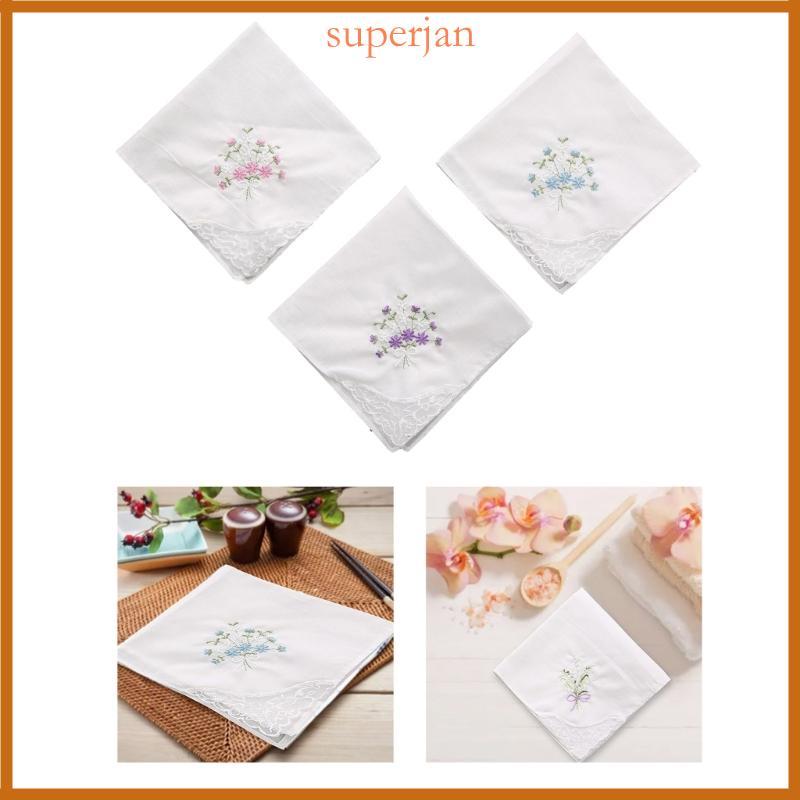 Meninas Bordado Toalha Quadrada Senhoras Floral Renda Lenço