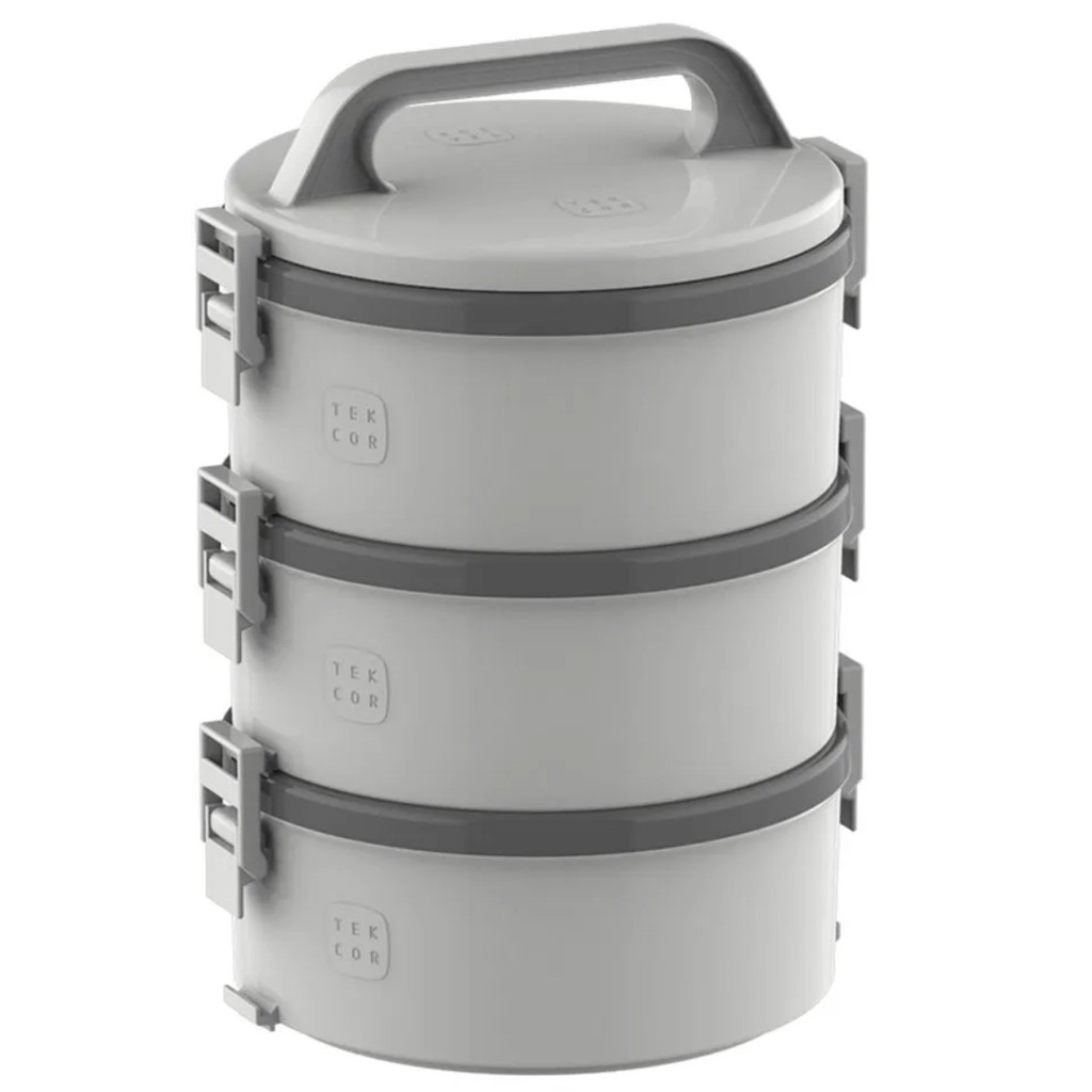 Conjunto Marmita Térmica 3 Unidades Cinza Tekcor Soprano