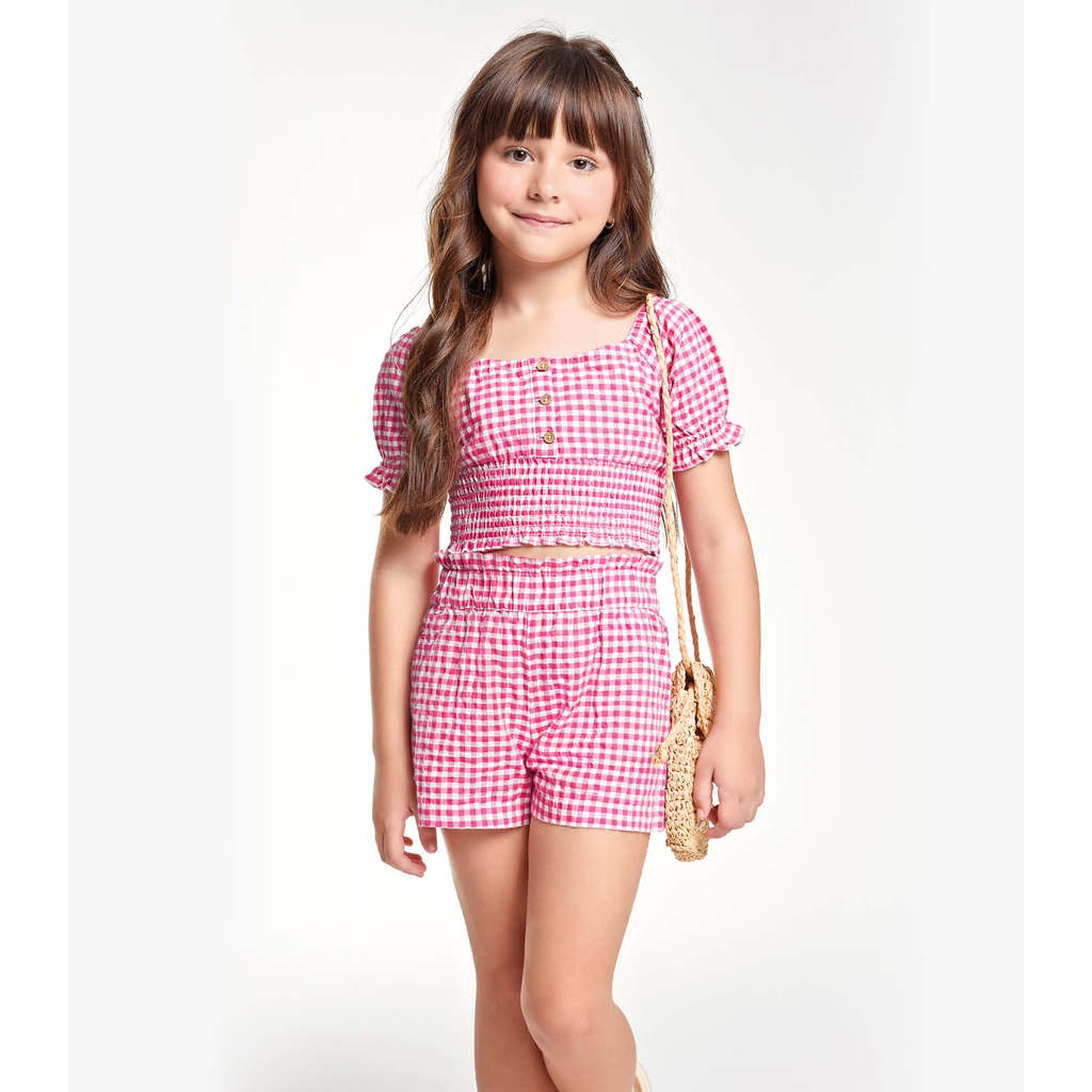 Conjunto Menina Blusa com Shorts Trick Nick Rosa