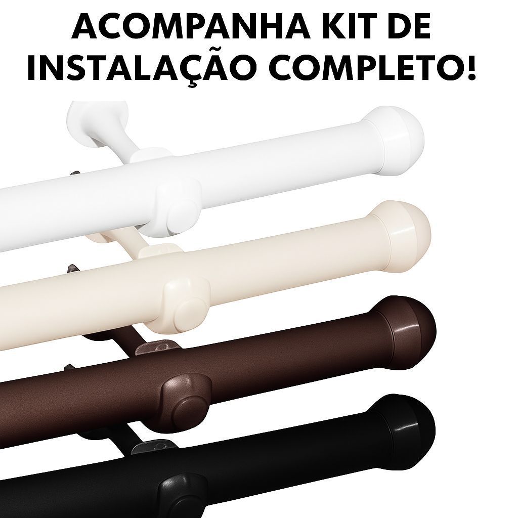 Kit Varão Completo 2,00 Metros de Cortina Resistente 19mm Várias Cores Envio Imedito em Oferta na Shopee