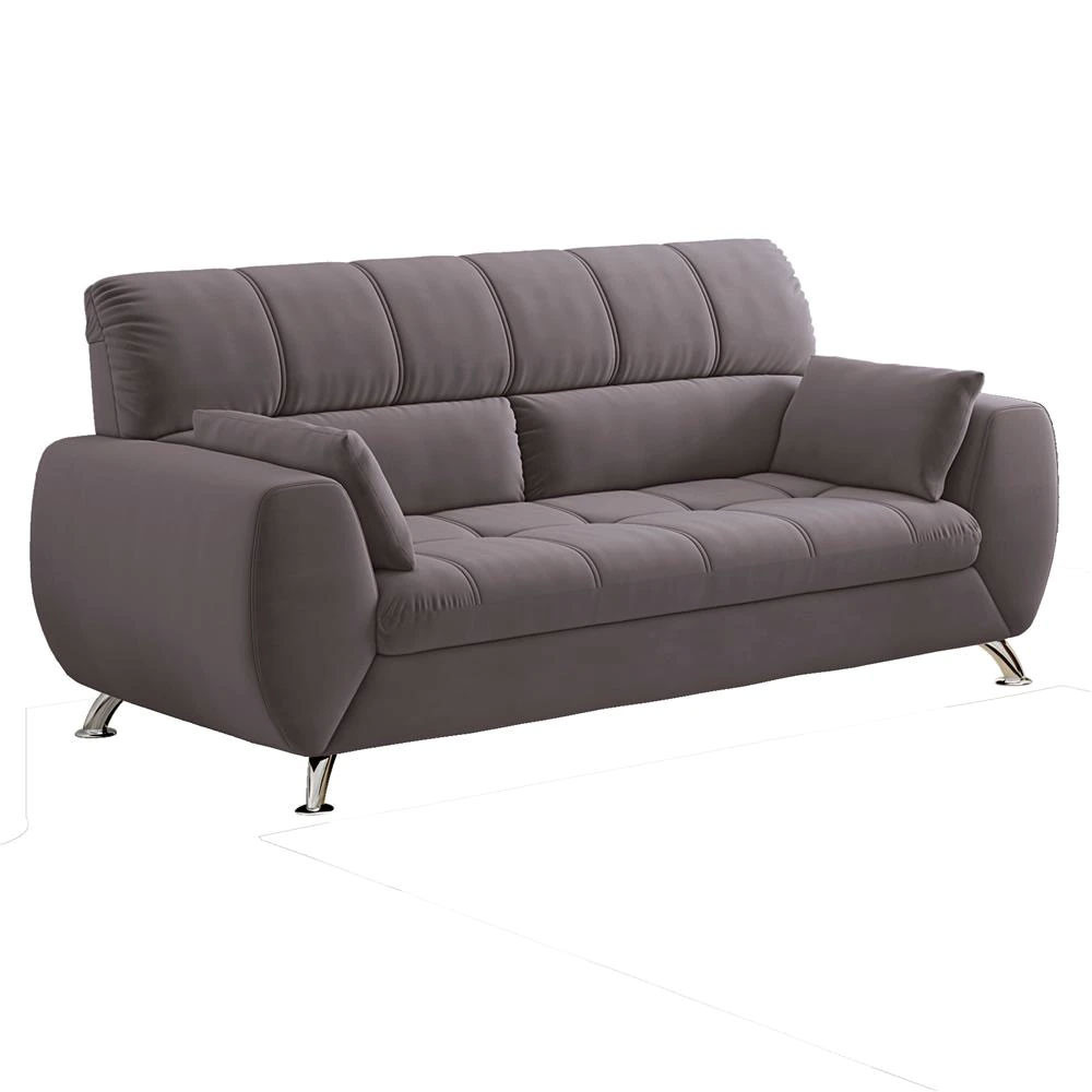 Sofá de 3 Lugares Bélgica com 204cm de Largura e Revestido em Tecido Suede Linoforte