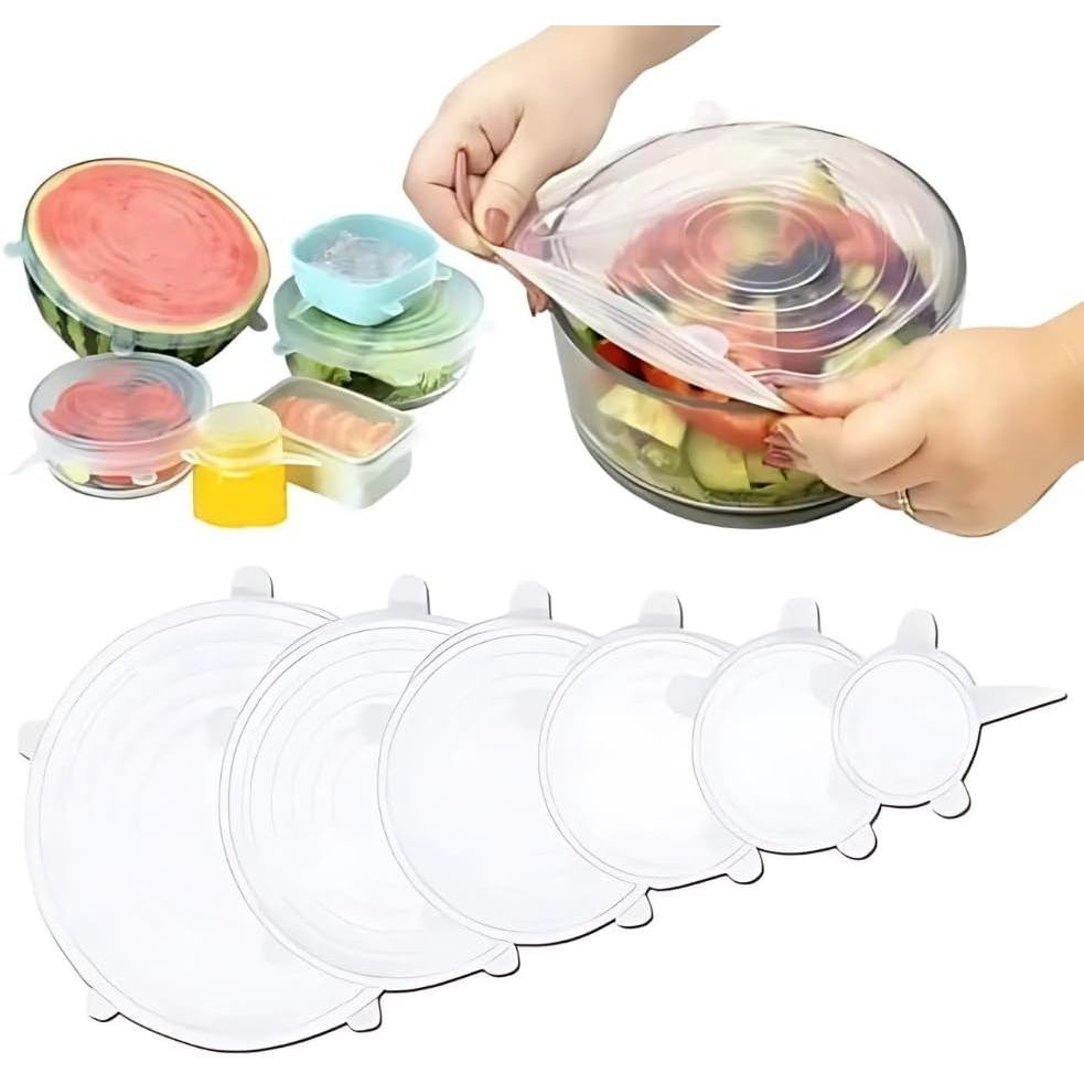 Kit 6 Tampa de Silicone Universal Reutilizável Elástica