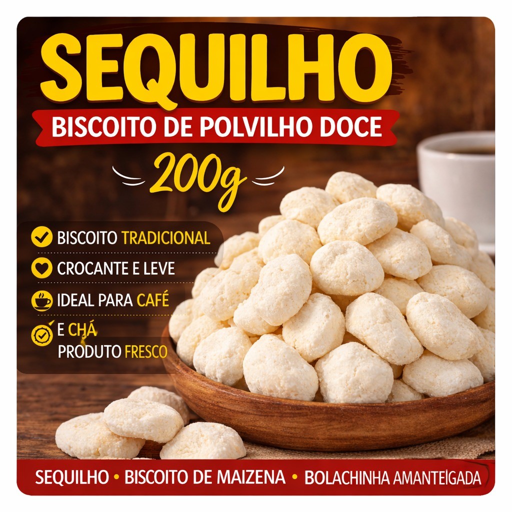 Sequilho 200g Biscoito de Polvilho Doce Biscoito de Maizena Bolachinha Amanteigada