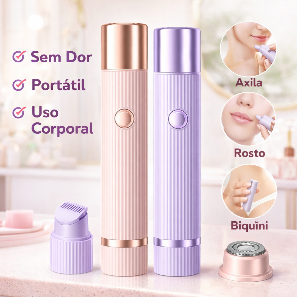 Depilador Elétrico Recarregável com Navalha Dupla Indolor para Rosto e Corpo em Oferta na Shopee