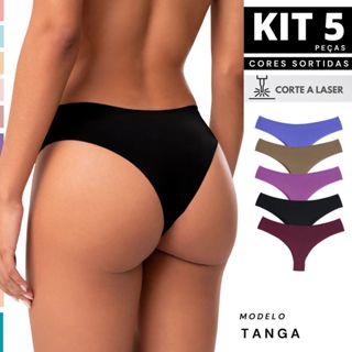 Kit 5 Calcinha Sem Costura Academia Tanga Corte a Laser Promoção Livia em Oferta na Shopee