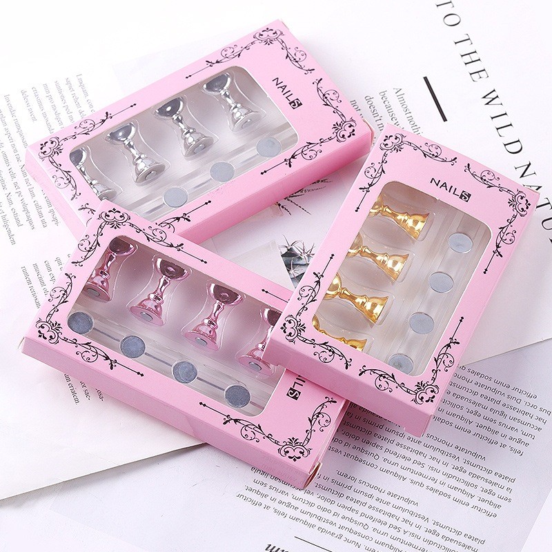 Kit 1/3 Caixas de Expositor 5 Pçs Suporte Magnético Acrílico Cristal para Prática de Unhas e Arte de Esmaltes
