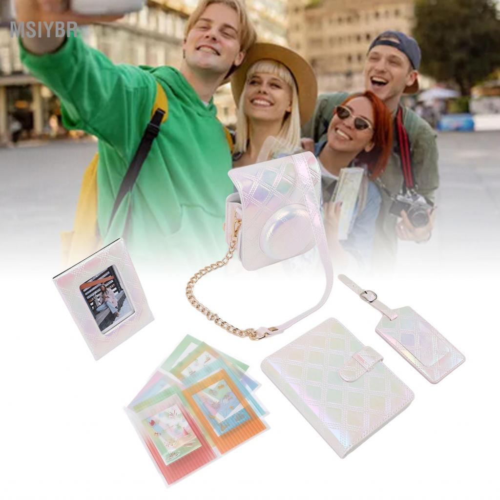 Msiybr Bolsa para câmera instantânea capa protetora couro PU alça de ombro ajustável para acessórios