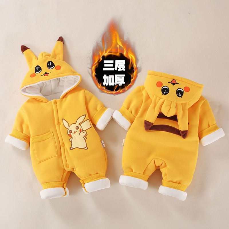 Outono inverno roupas de bacalhau roupas espessadas roupas de algodão mantendo quente bebê moda passeio roupas abraço fe