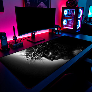 Mouse Pad Gamer Jesus Coroa Espinhos 65x30cm 80x40cm 90x50cm 120x60cm Borda Costurada