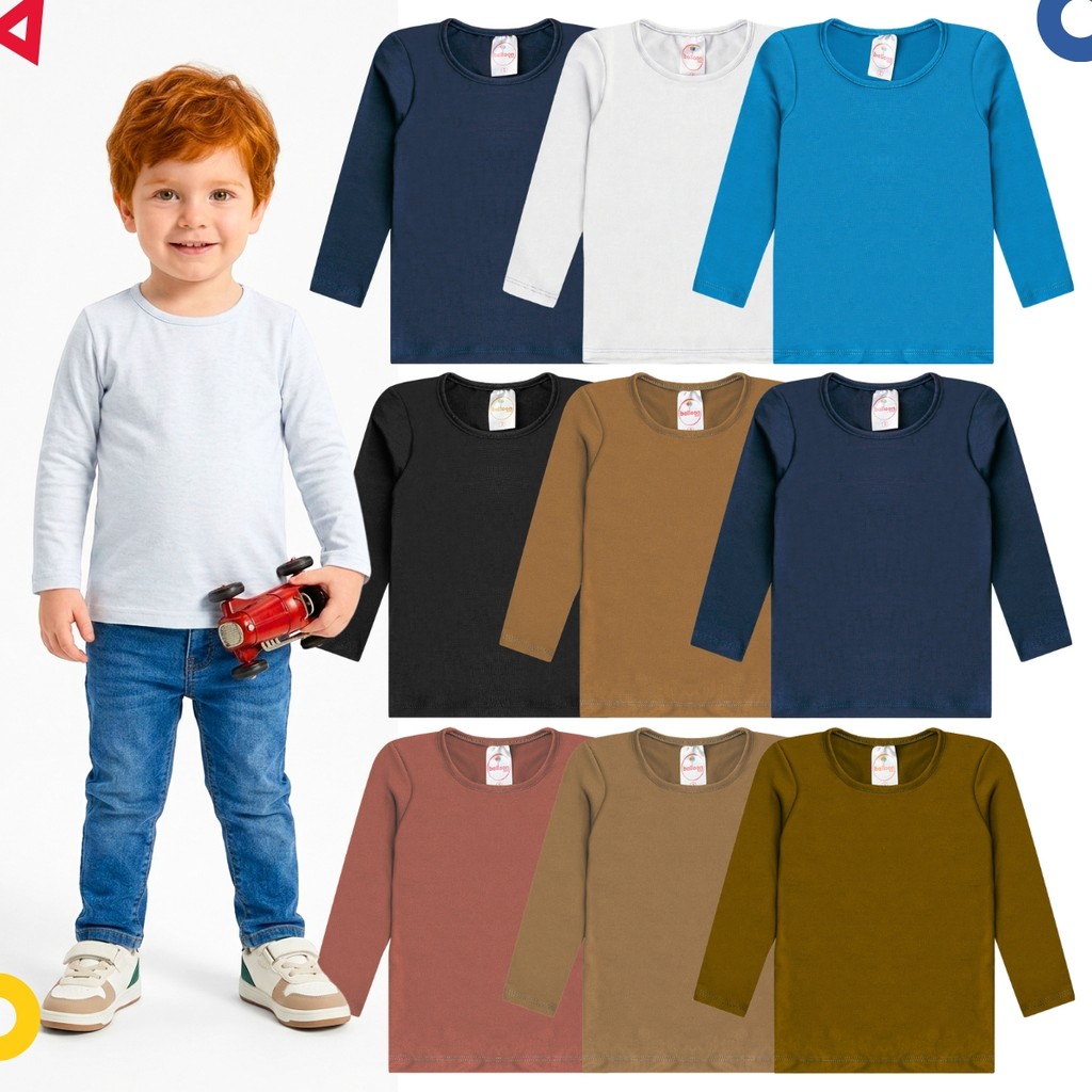 Blusa Térmica Infantil Masculina Manga Longa Segunda Pele Forrada para Inverno