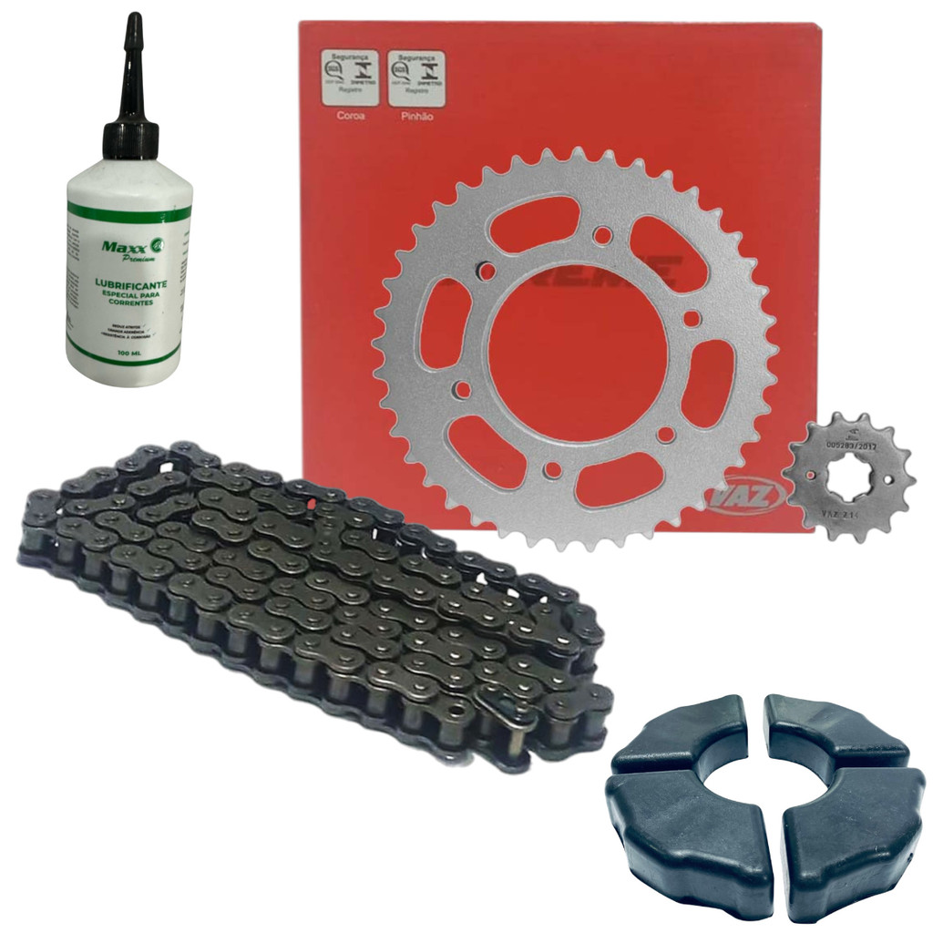 Kit Relação Yamaha Fazer 150 Vaz + Kmc + Coxim + Oleo Lub