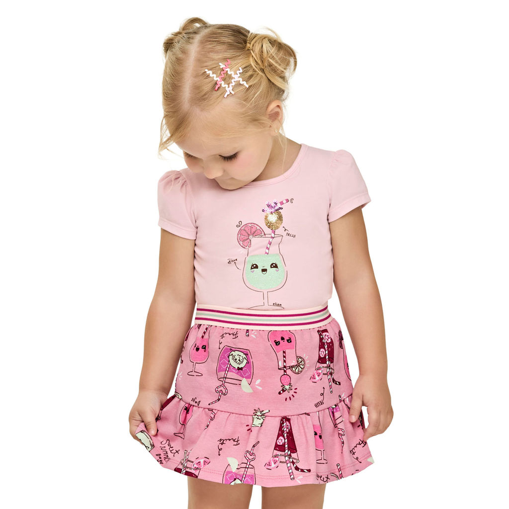 Conjunto Infantil Menina Com Lantejoula Elian Rosa